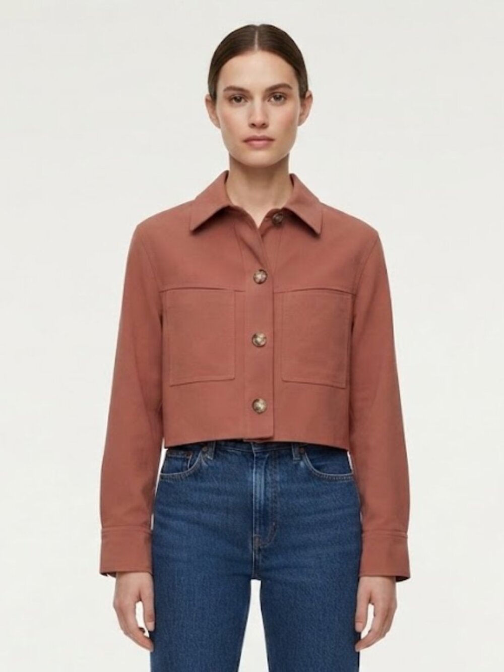 Aritzia Wilfred Cropped Utility Jacket in Dusty Rose Clay